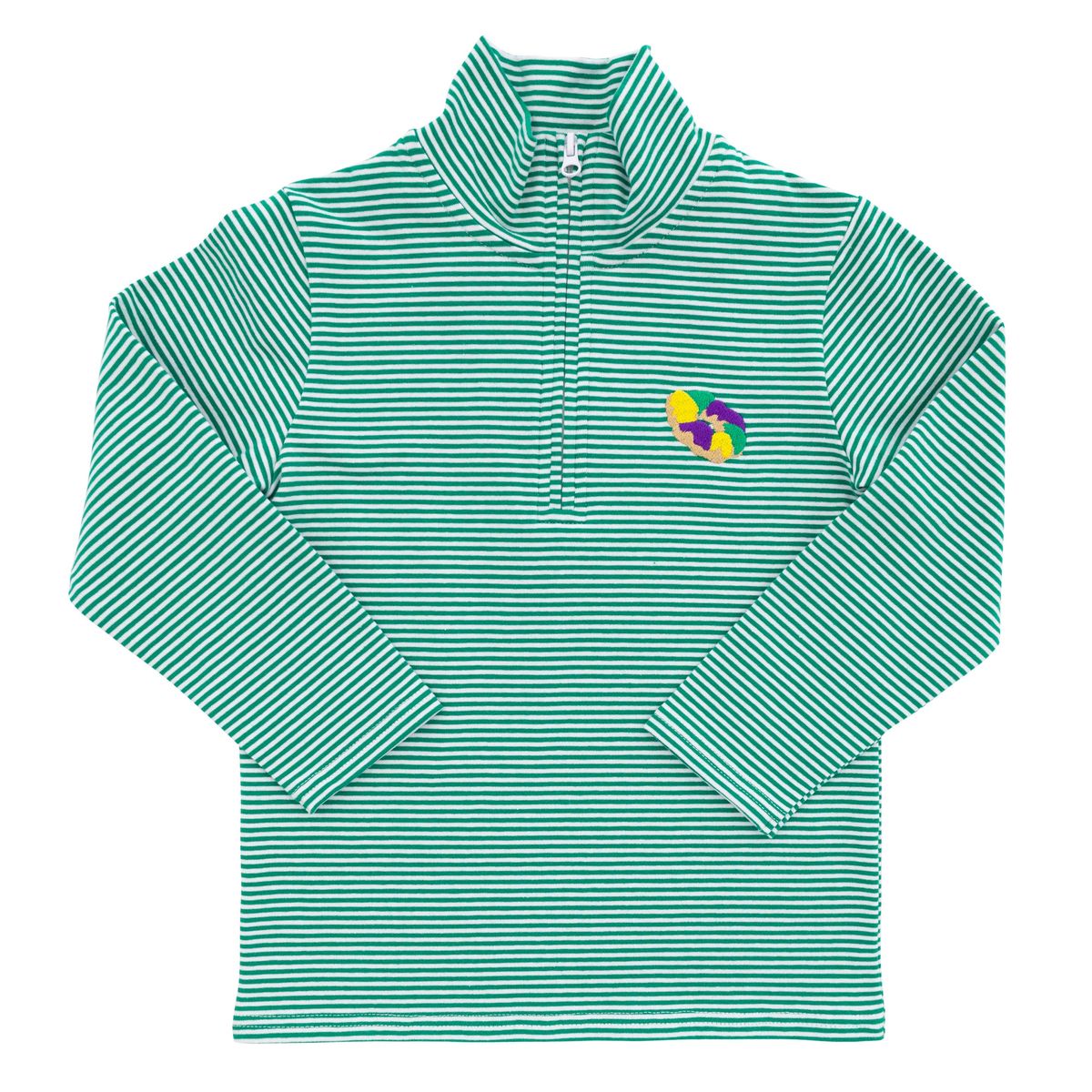 King Cake 1/4 Zip Pullover – Mardi Gras Striped Kids Top