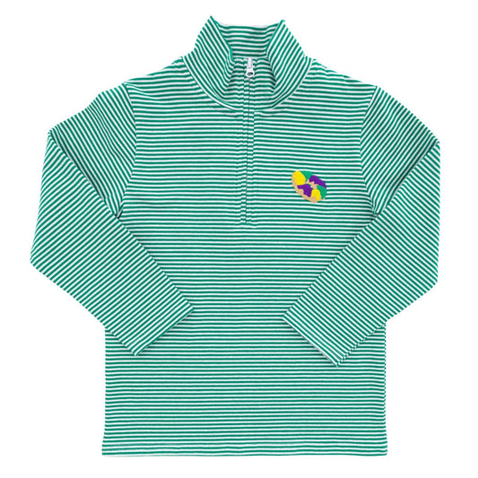 King Cake 1/4 Zip Pullover – Mardi Gras Striped Kids Top