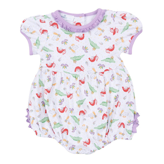 Magnolia Baby Bayou Pals Mardi Gras Pima Cotton Ruffle Bubble – Lilac