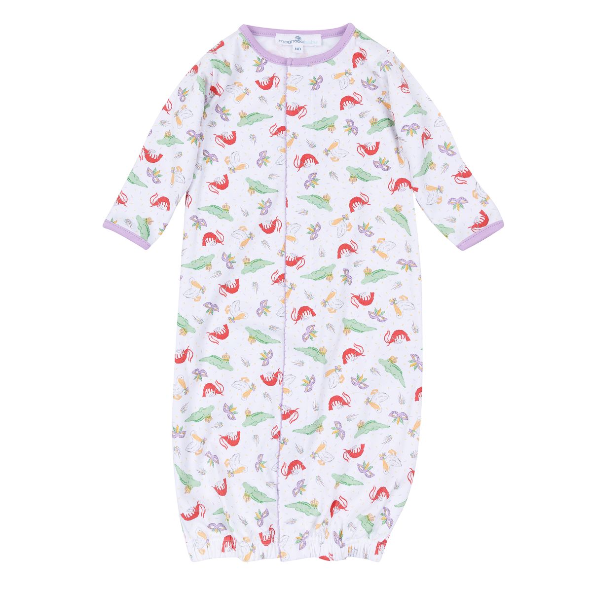 Magnolia Baby Bayou Pals Mardi Gras Pima Cotton Converter Gown – Lilac