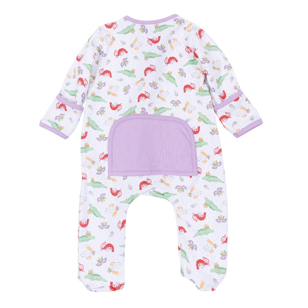 Magnolia Baby Bayou Pals Mardi Gras Pima Cotton Zip Footie