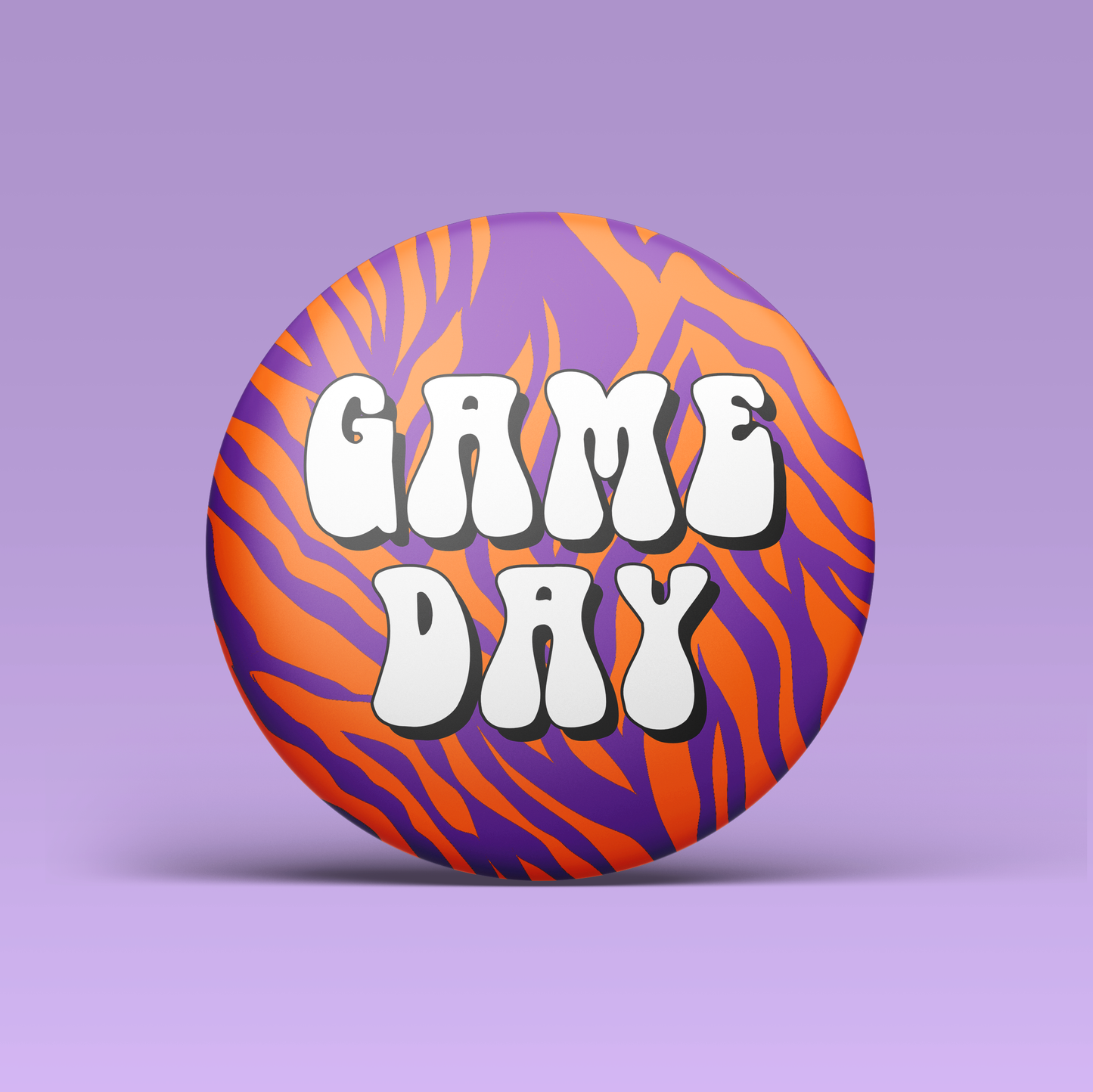 Zebra Game Day Button - Purple & Orange
