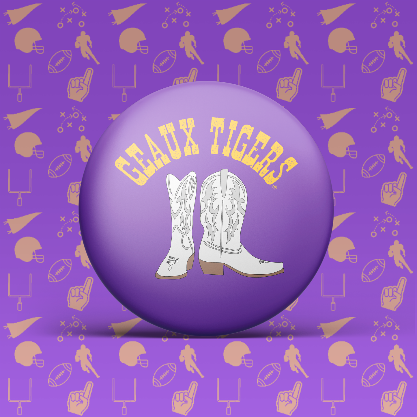Geaux Tigers Boots Button