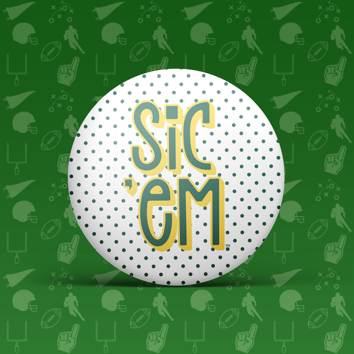 Sic 'Em Polka Dot Button