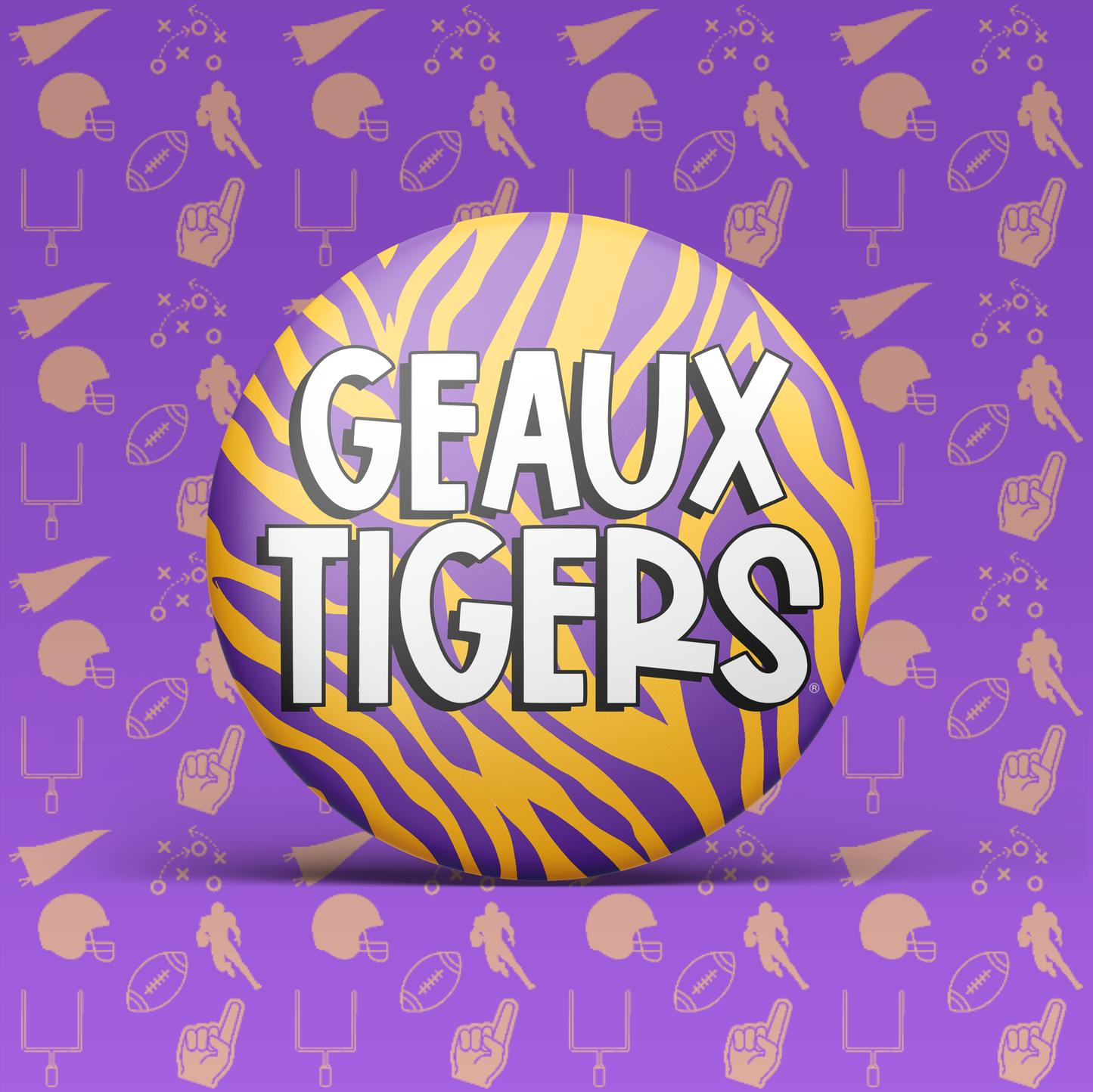 Geaux Tigers Zebra Button