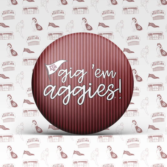 Gig 'Em Pinstripe Button