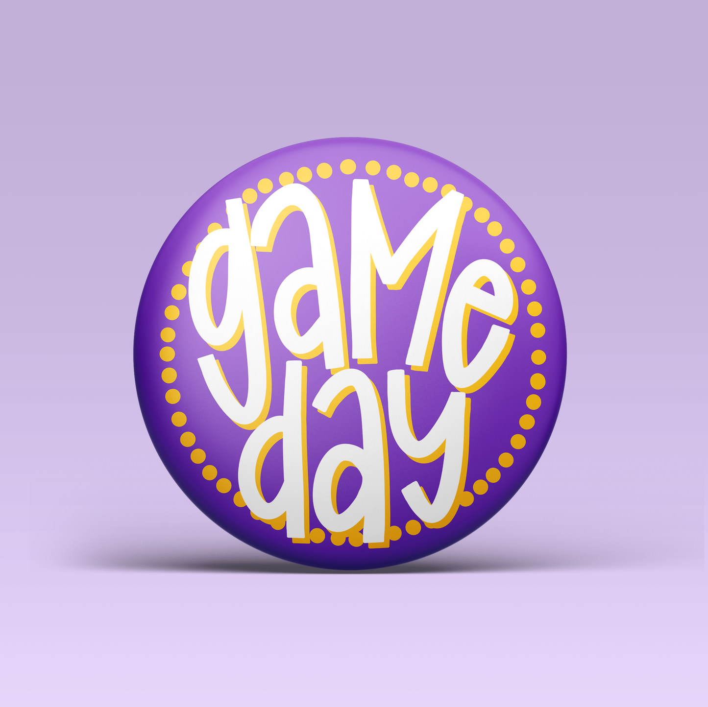 Polka Dot Game Day Buttons - Purple & Gold