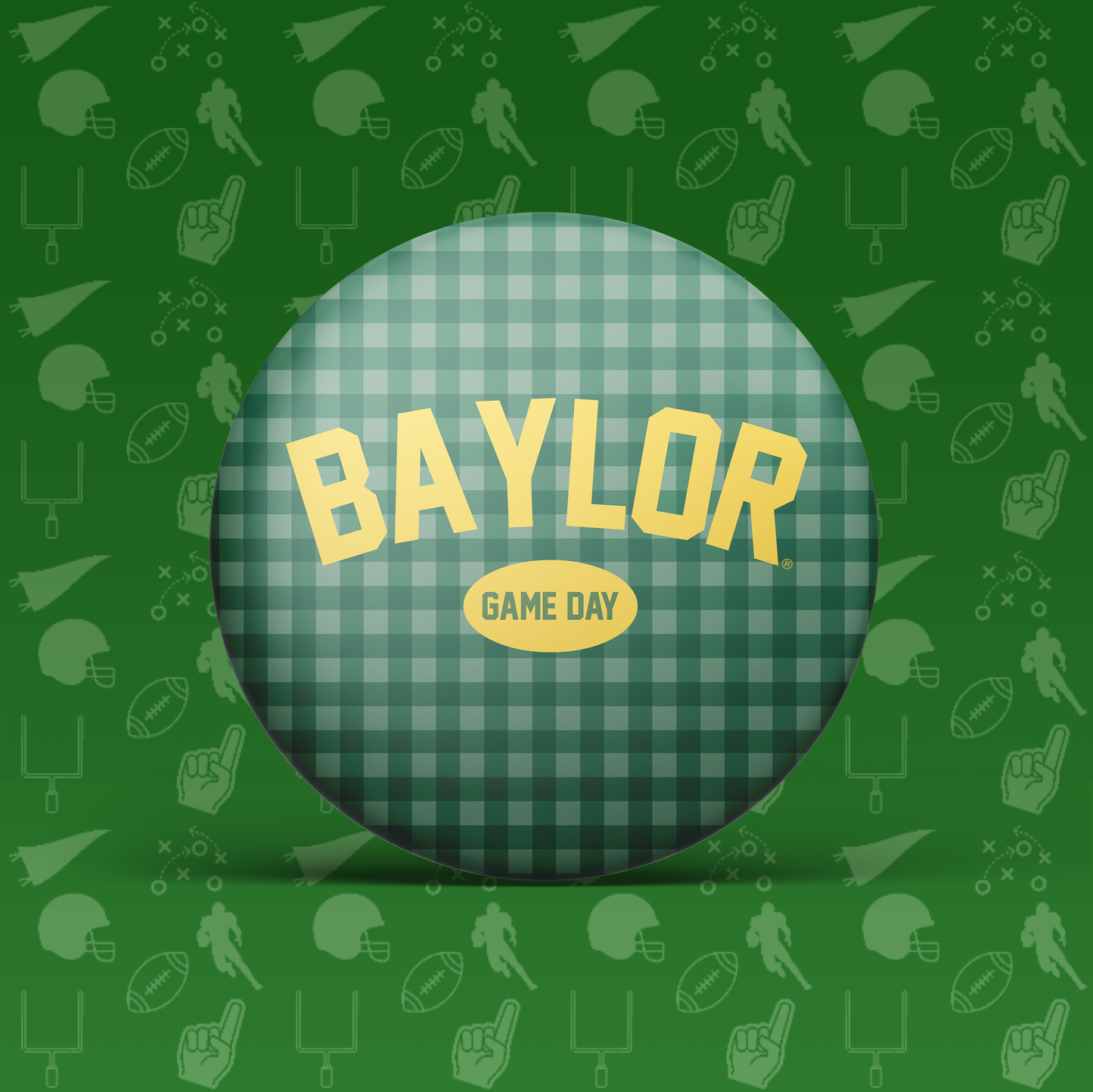 Baylor Game Day Gingham Button