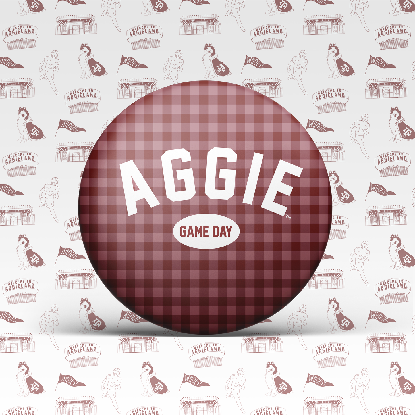 Aggie Game Day Gingham Button