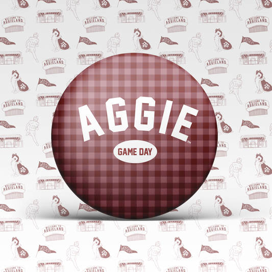 Aggie Game Day Gingham Button