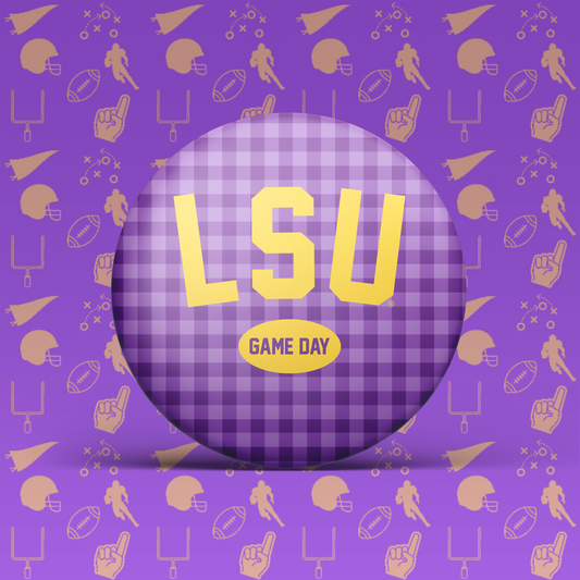 LSU Game Day Gingham Button