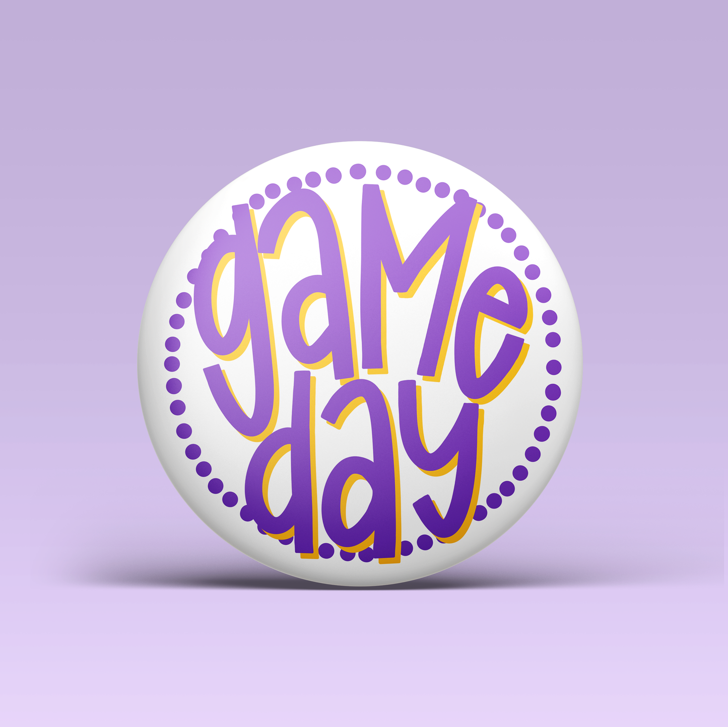 Polka Dot Game Day Buttons - Purple & Gold