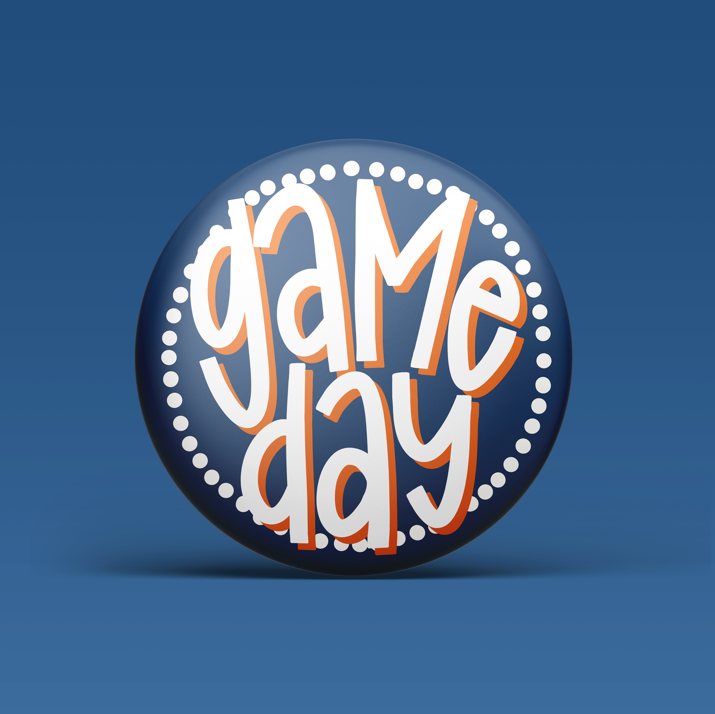 Polka Dots Button - Navy & Orange