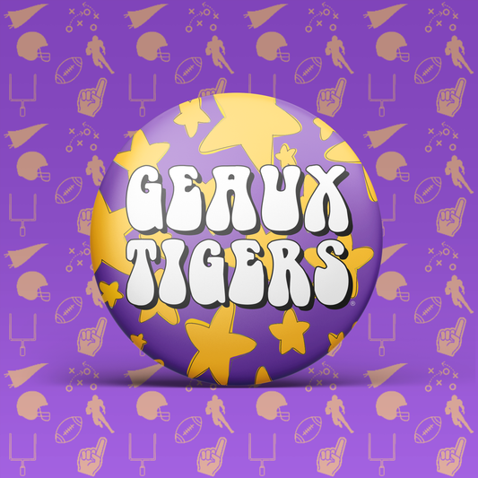 Geaux Tigers Stars Button