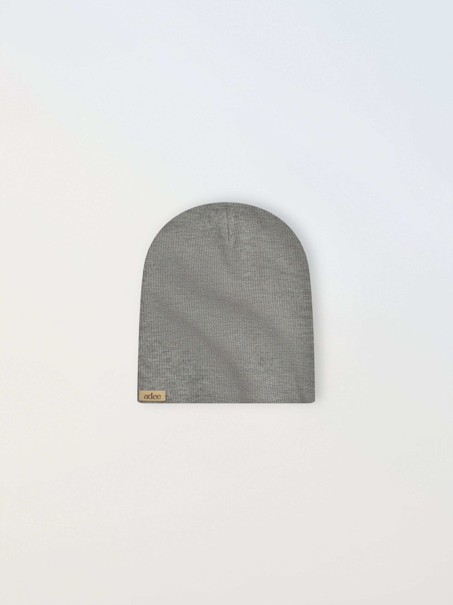 Thin Ribbed Beanie - Grey