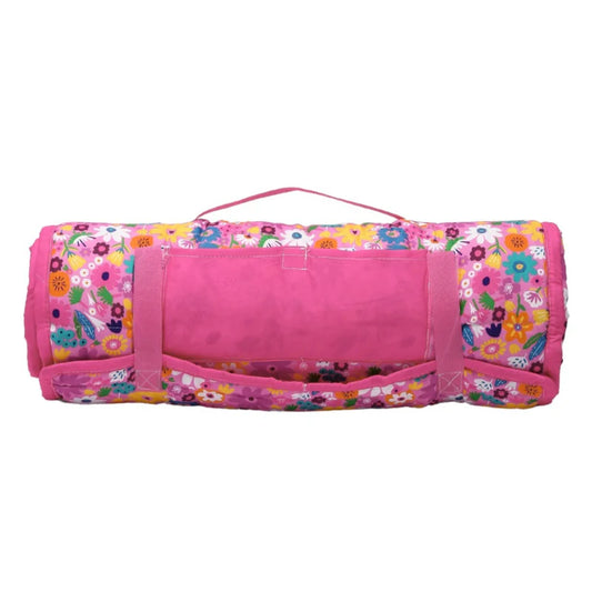 Jane Marie Pink Floral Kids Roll-Up Nap Mat with Blanket & Pillow | Toddler Daycare & Preschool Sleeping Mat | Kindergarten Nap Mat | Bossier City, LA