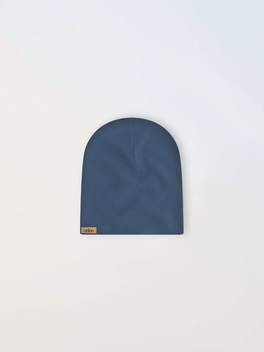 Thin Ribbed Beanie - Blue