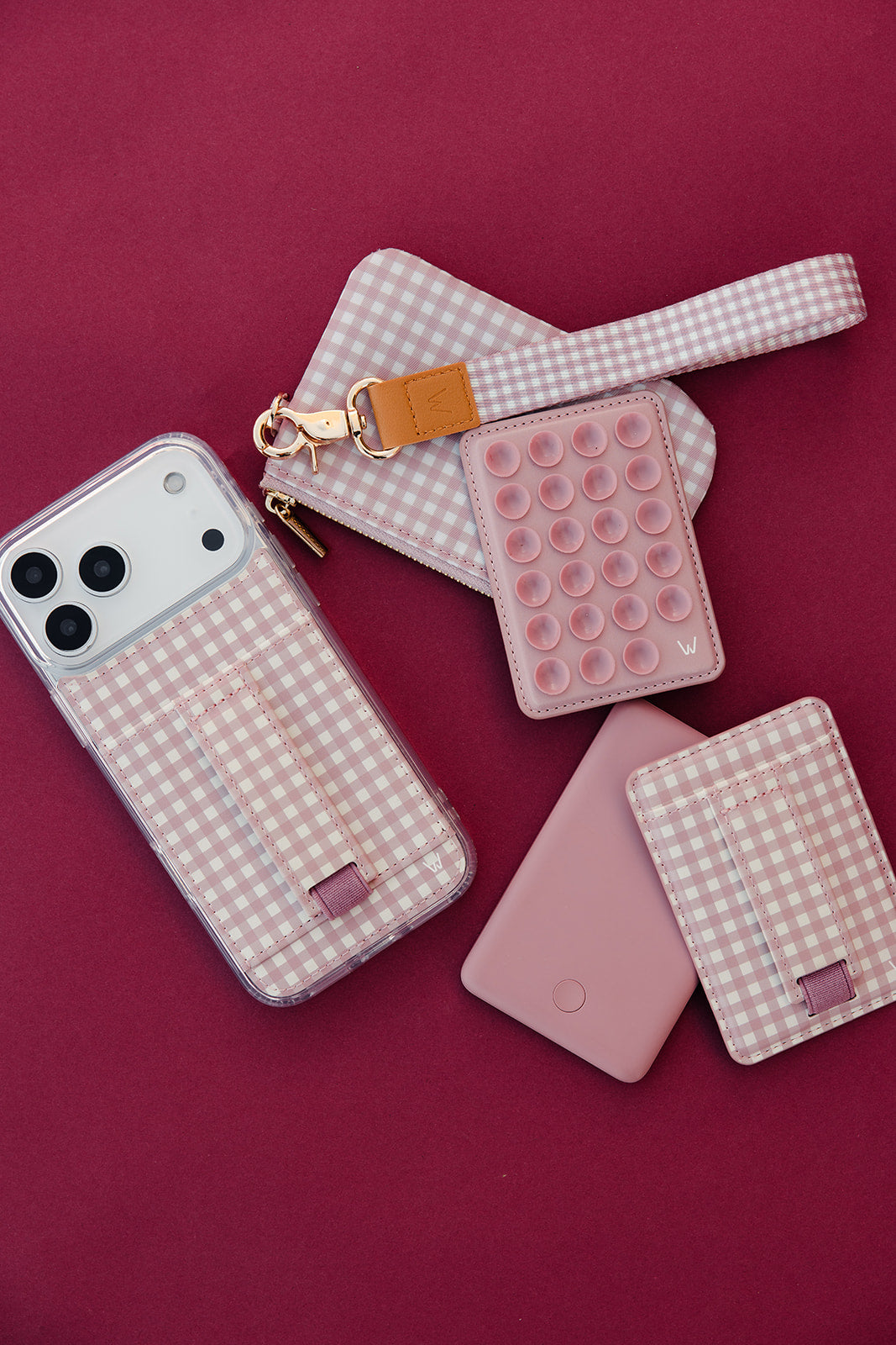 Blushing Gingham Zipper Pouch
