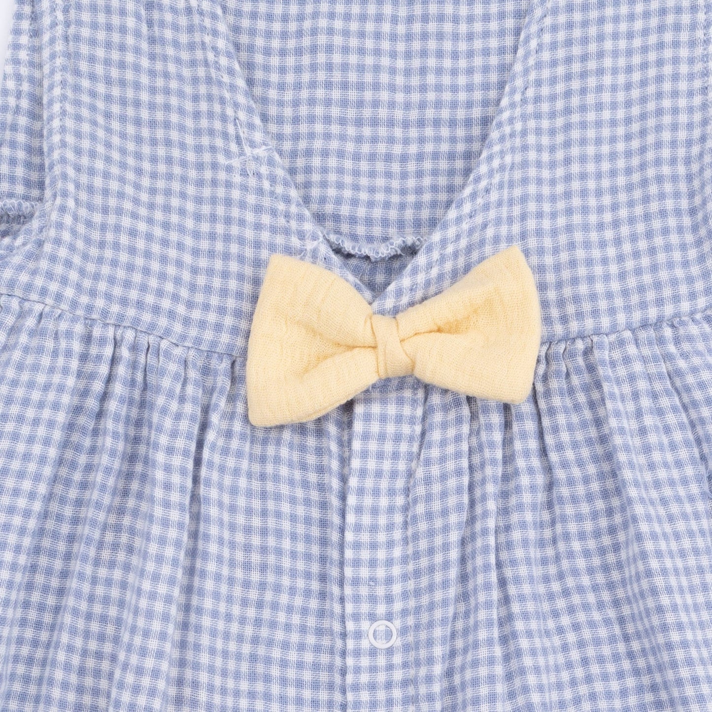 Micro Gingham Blue Blizzard - Dress with Bow and Bloomer