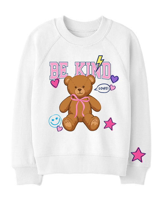 Azarhia Glitter Be Kind Teddy Oversized White Sweatshirt | Girls Boutique Pullover | Bossier City, LA