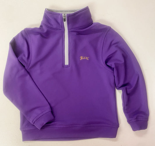 Kids Purple Tiger Quarter Zip Pullover | LSU Gameday Performance Top
