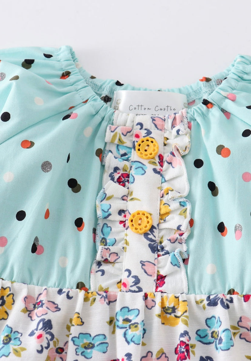 Platinum Mint Floral Romper