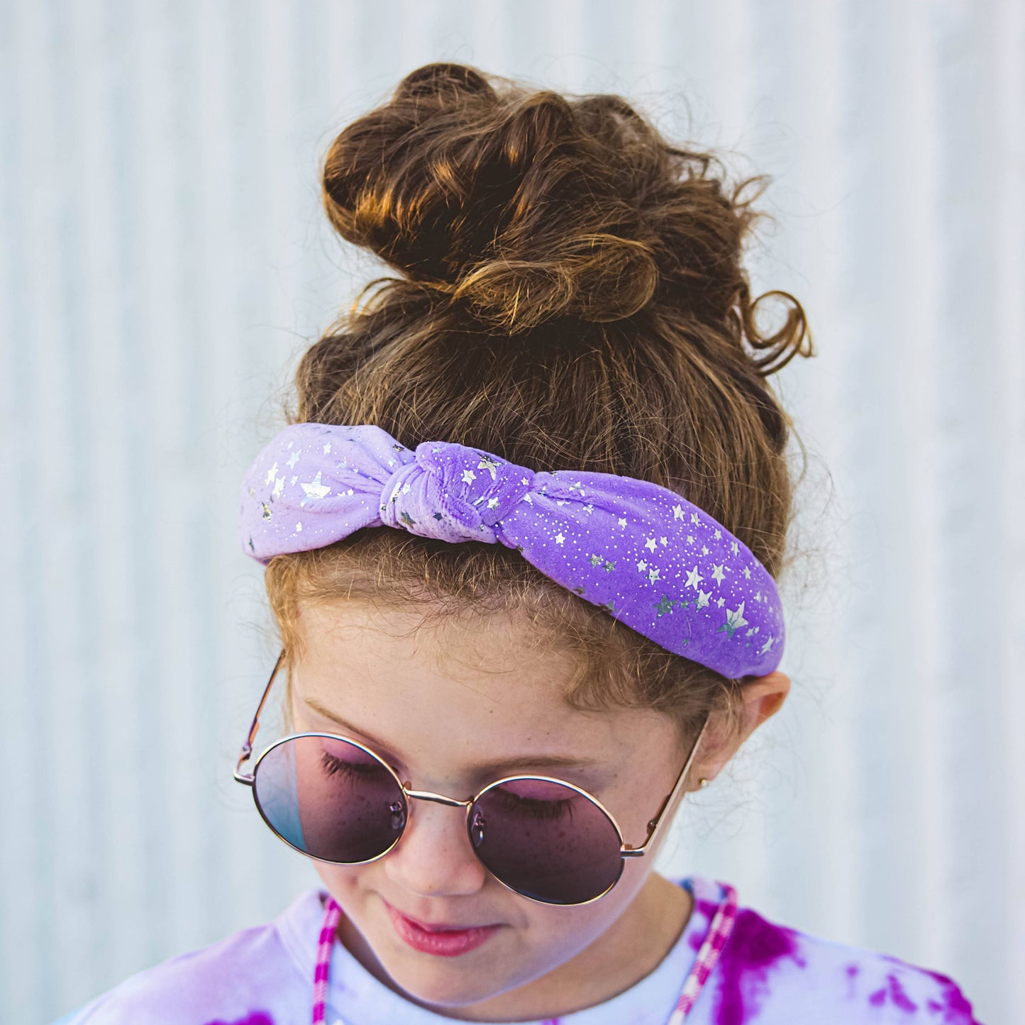 Kids Knot Headband - Star Purple Velvet Hair Accessories
