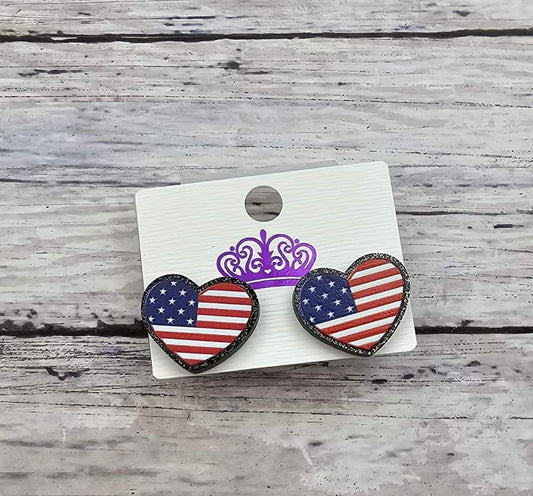 Flag Heart Earrings