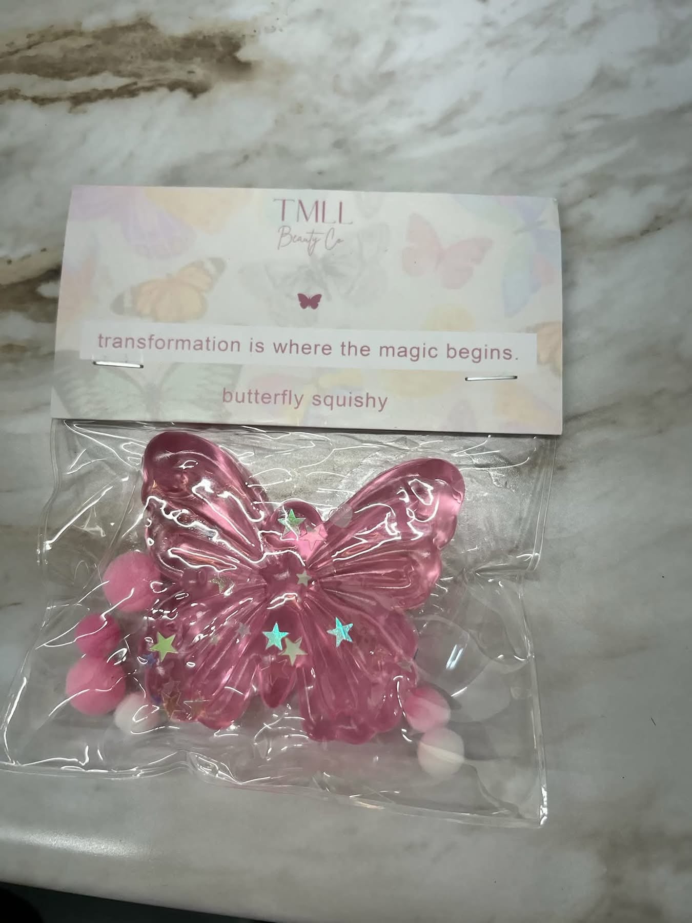 Butterfly Glitter Squishy Sensory Toy | Pink & Purple Fidget Stress Relief Toy for Kids | The Prissy Pelican Boutique Bossier City LA