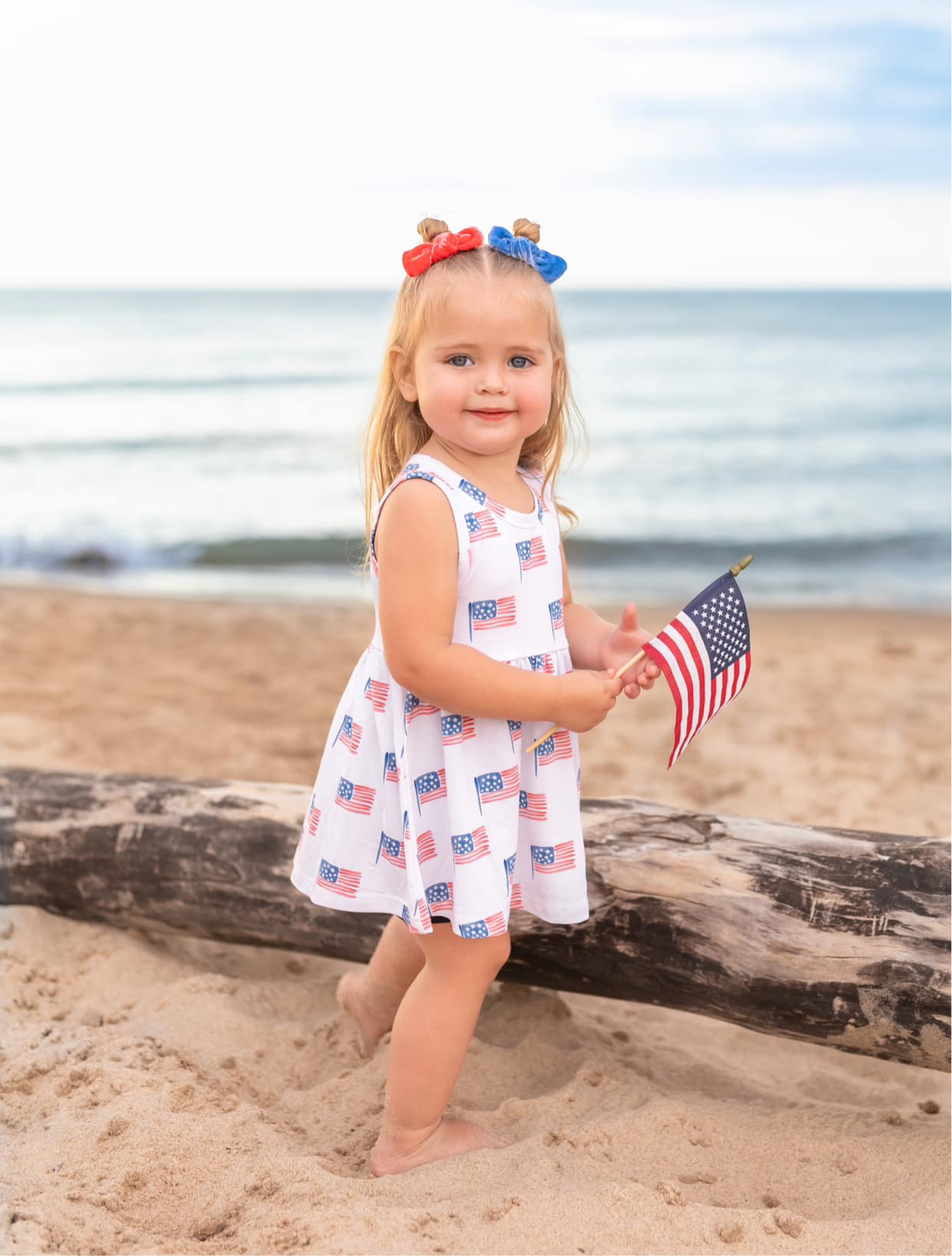 Flag Print Bamboo Peplum Top & Bike Shorts