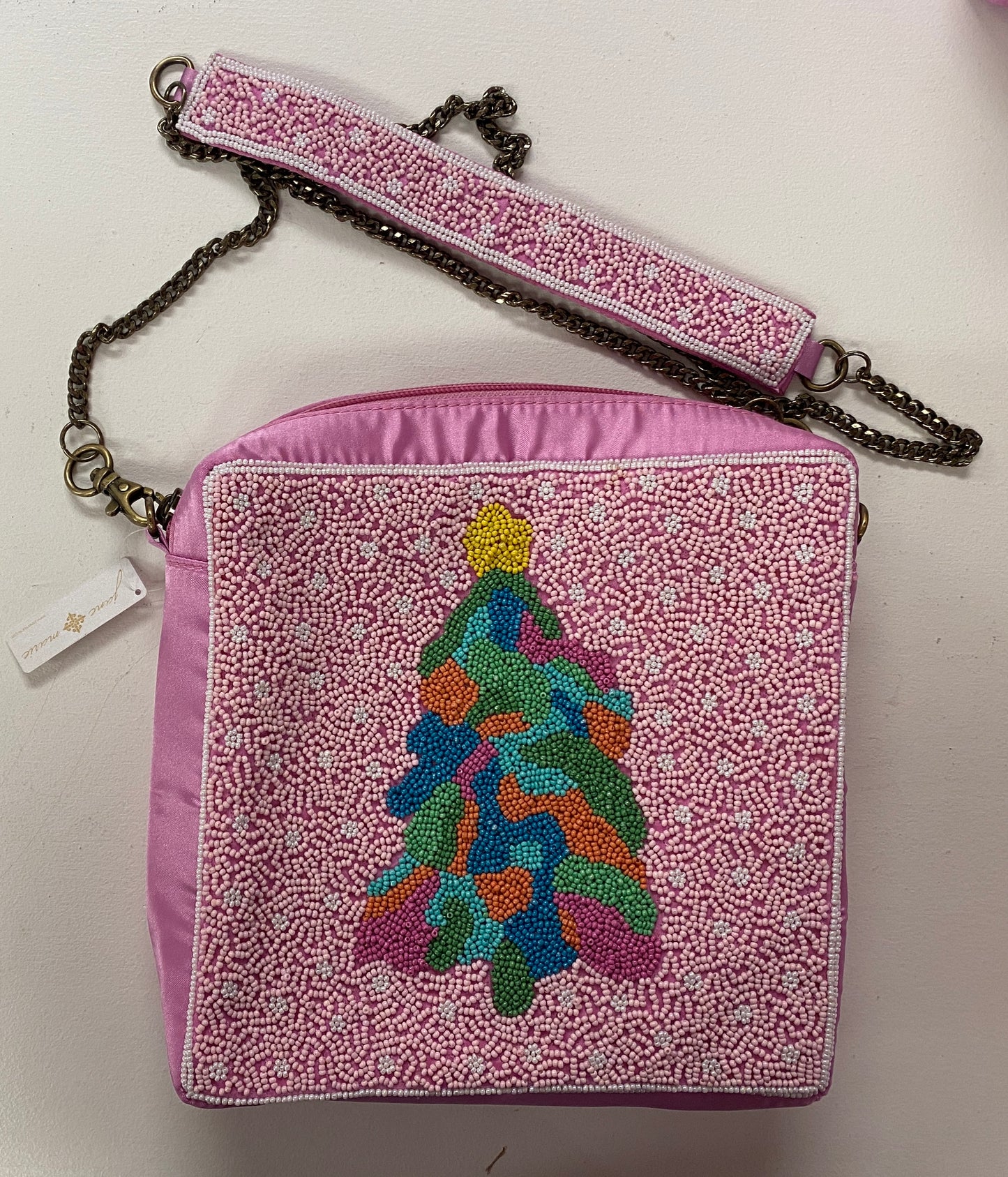 Dreaming Of A Pink Christmas Beaded Purse