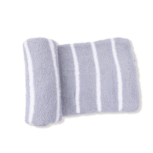 Chenille - Grey & Ivory Stripe Stoller Blanket