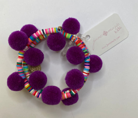 Purple Pom Pom Bracelet