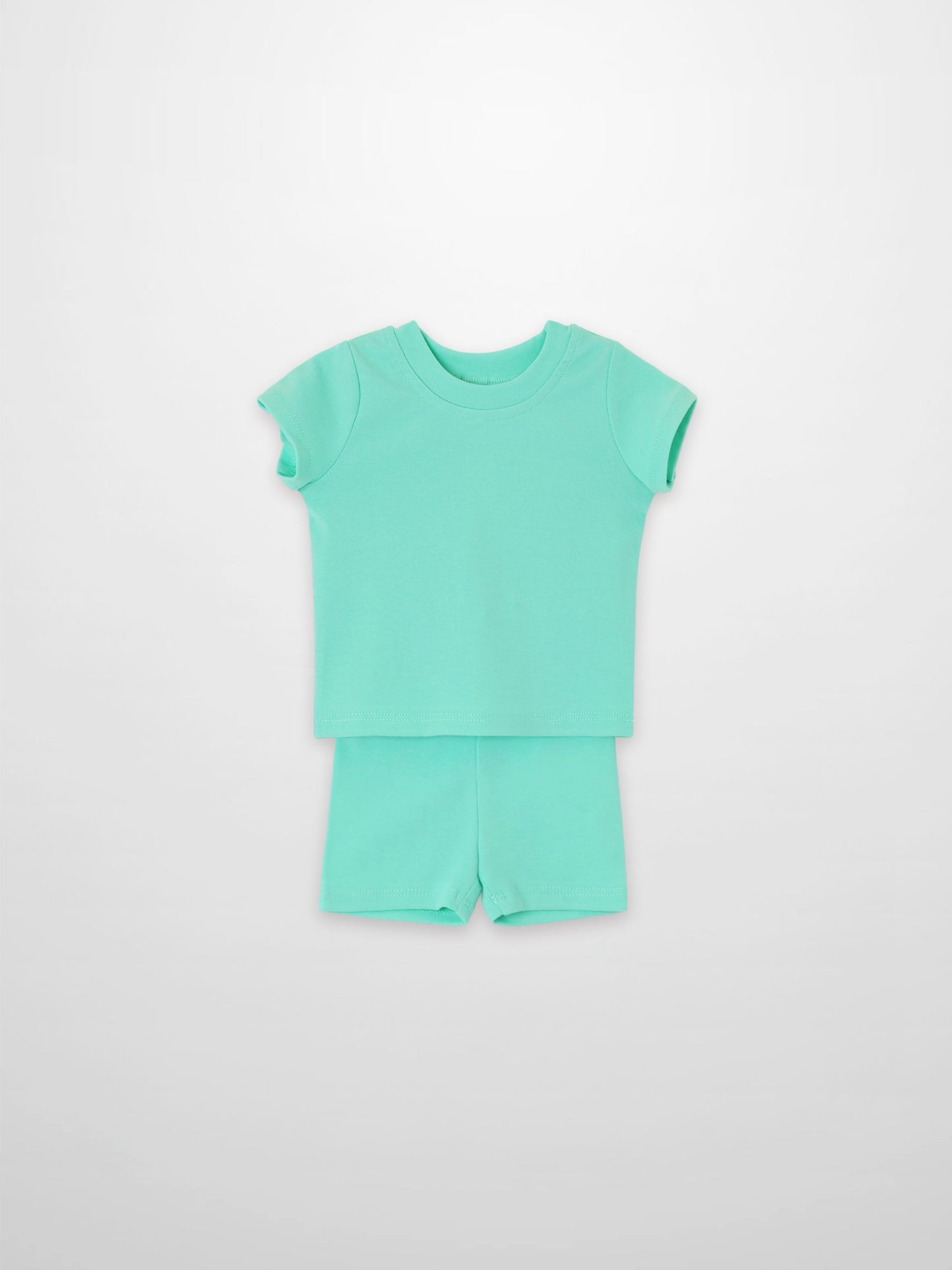 Short Sleeve Boxy T-shirt  & Shorts Set - Mint Green