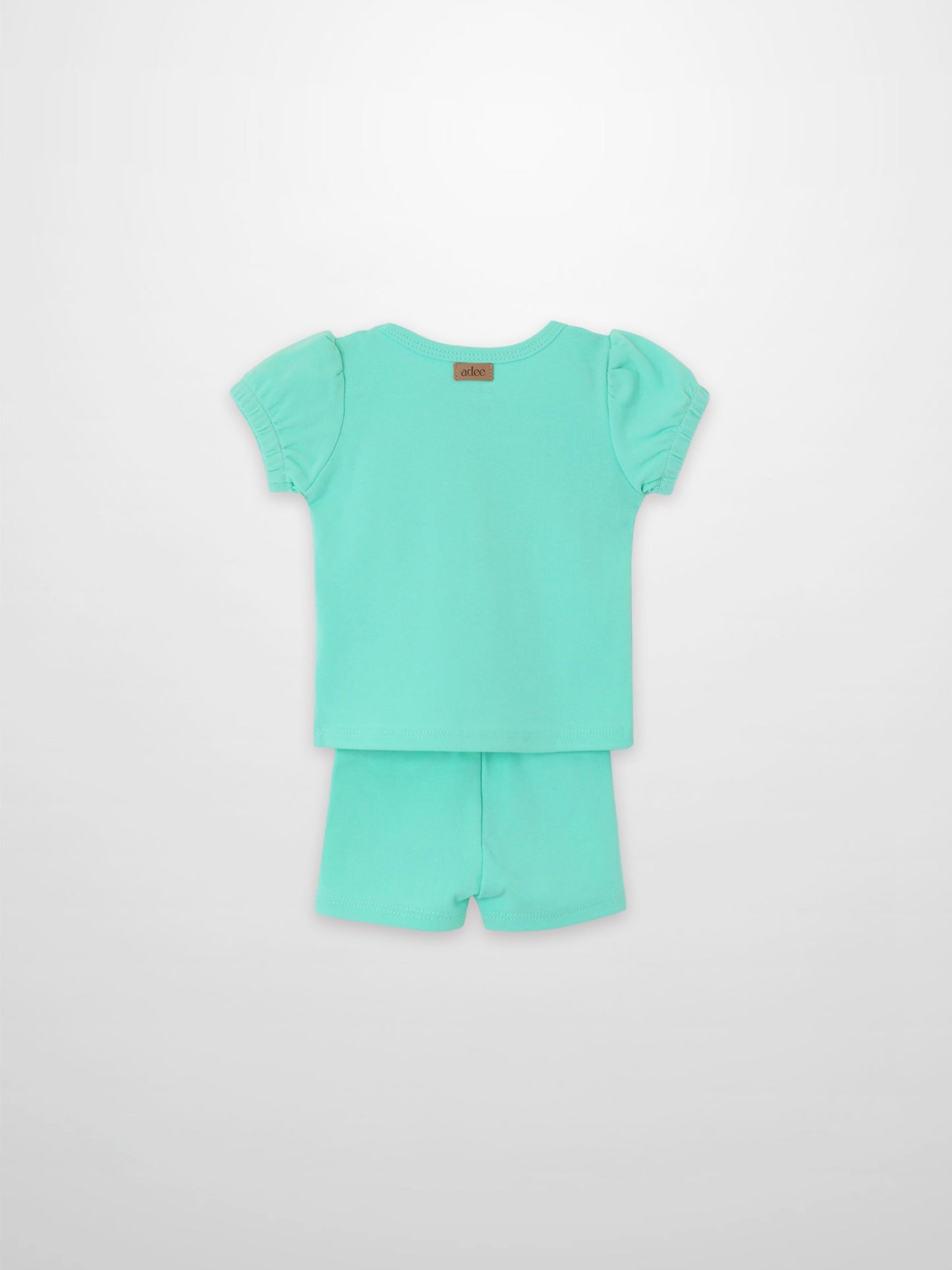 Short Puff Sleeve T-shirt & Shorts Set - Mint Green