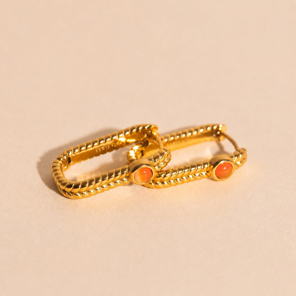 Rope Rectangle Huggie Hoop Earrings