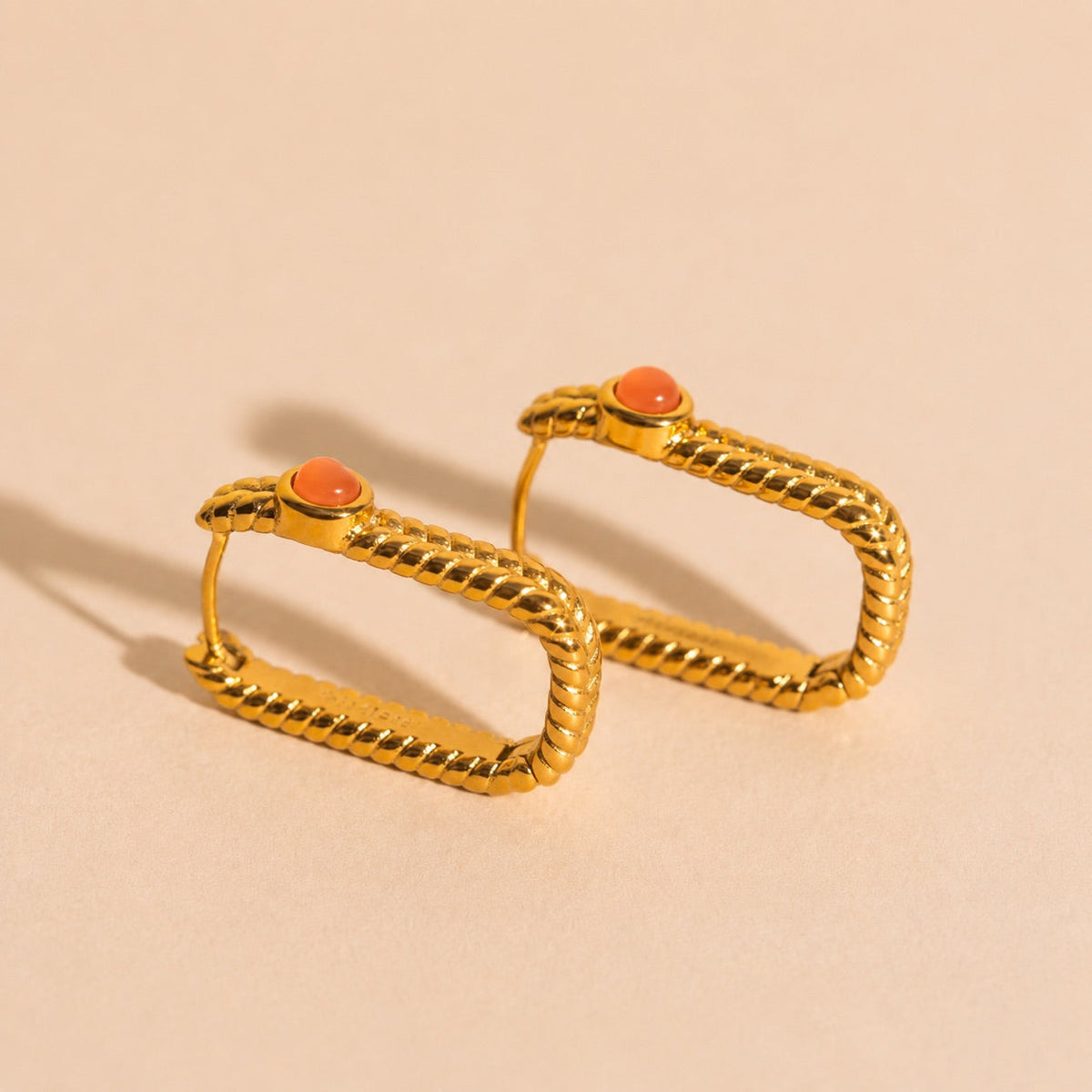Rope Rectangle Huggie Hoop Earrings