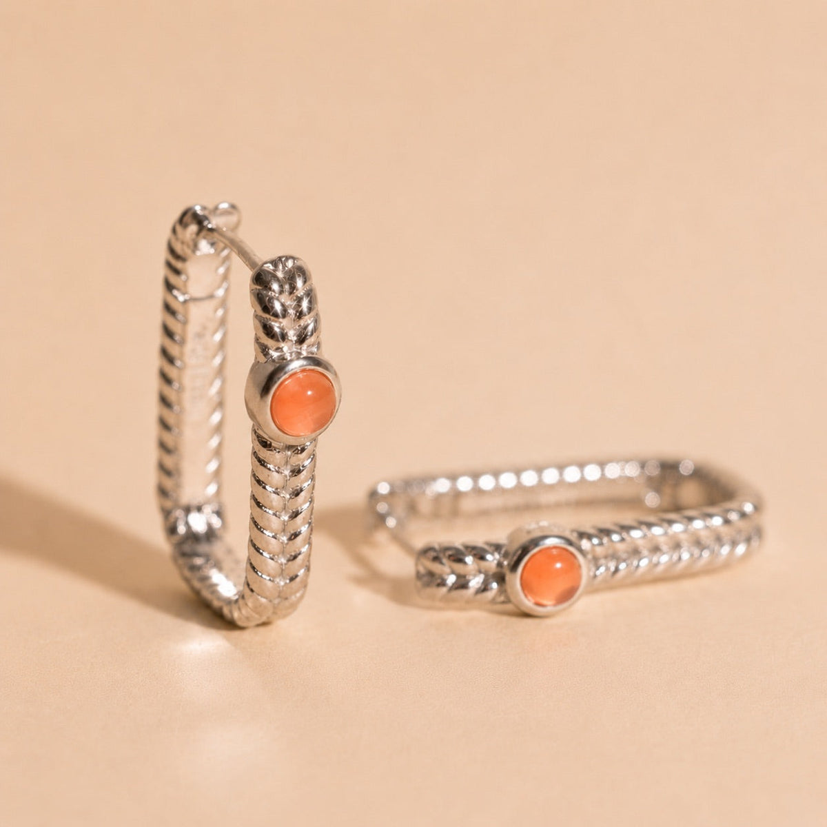 Rope Rectangle Huggie Hoop Earrings