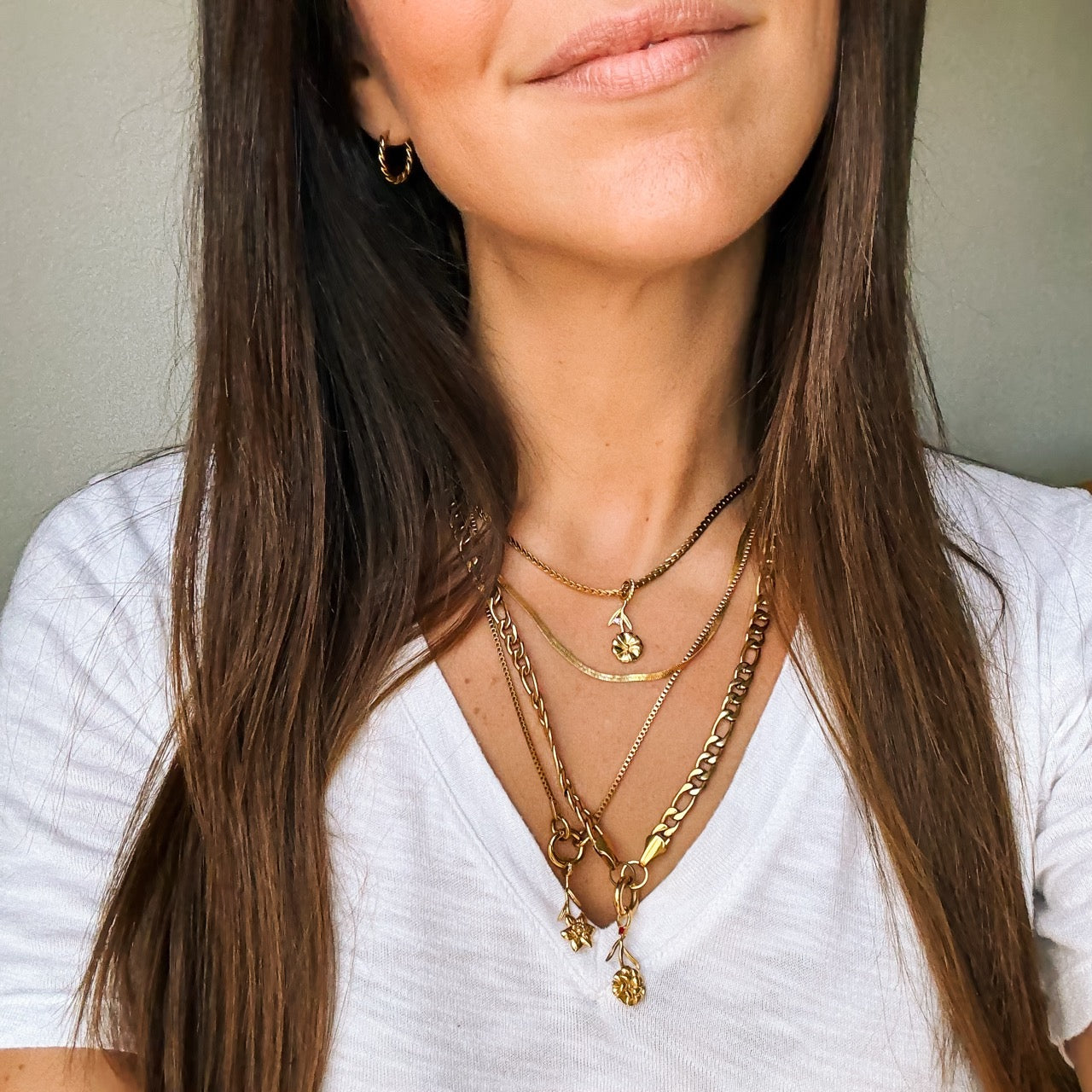 January Carnation Birth Flower Necklace Charm