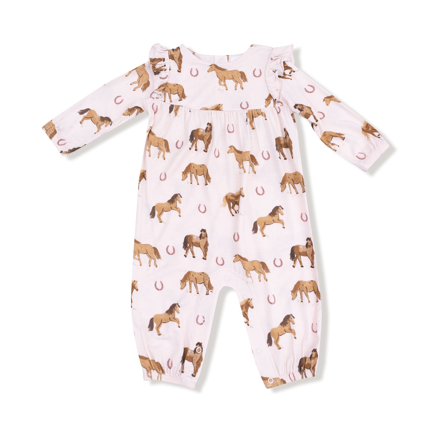 Horses - Pink - Ruffle Sleeve Romper