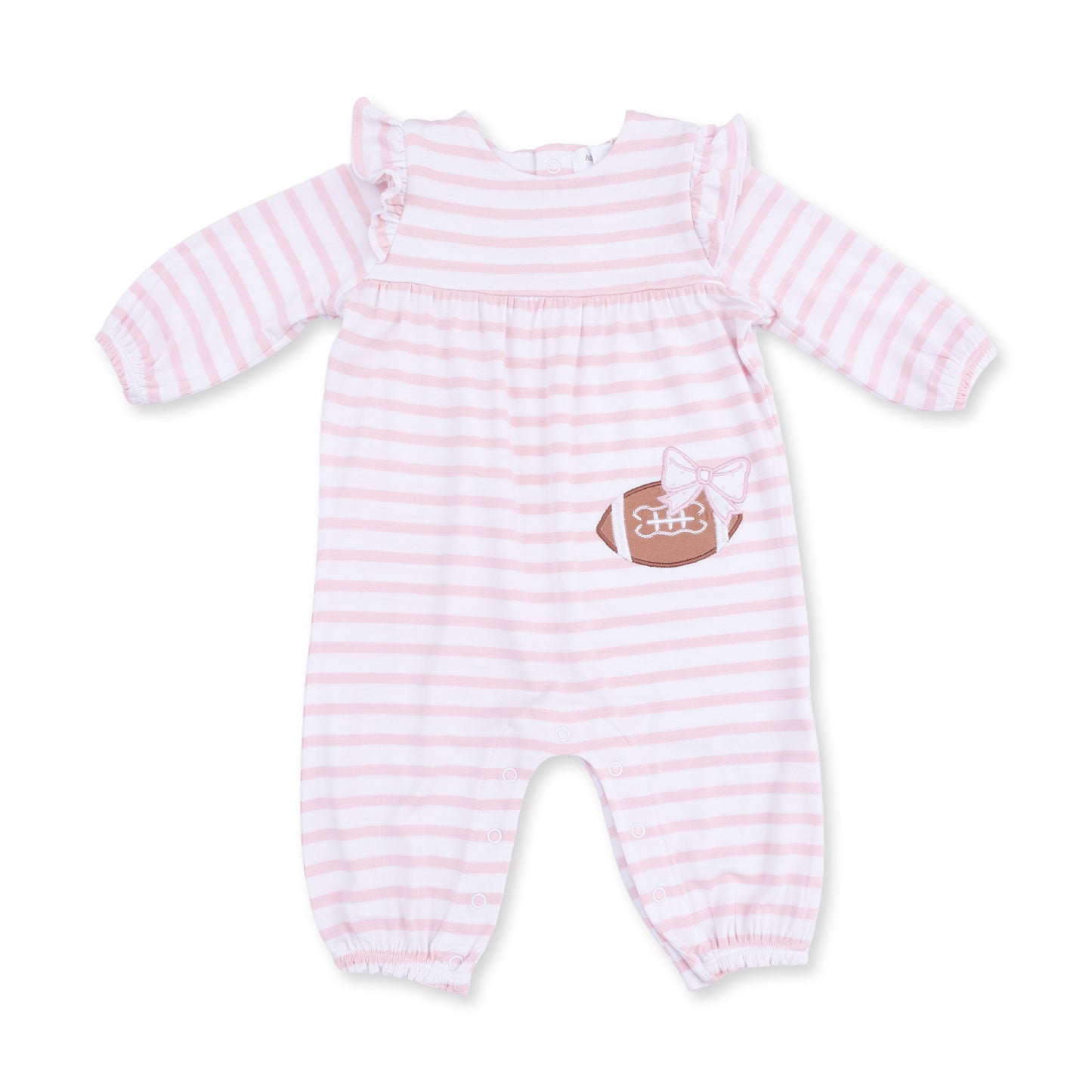 Football Dot and Stripe - Ruffle Sleeve Snap Romper