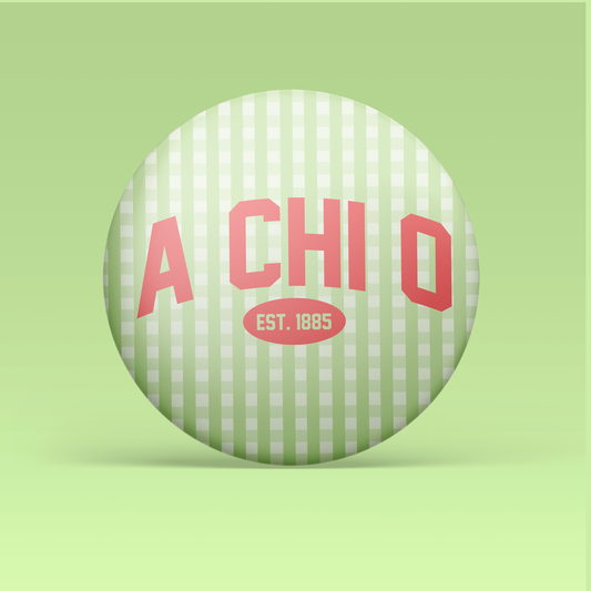 Alpha Chi Omega Gingham Button