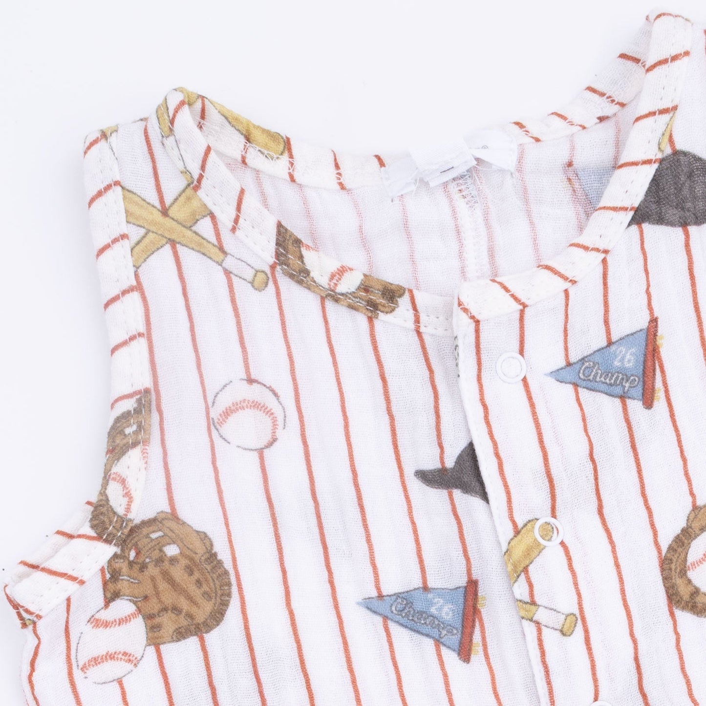 Vintage Baseball Stripe - Muslin Sleeveless Shortie Romper with Bucket Hat