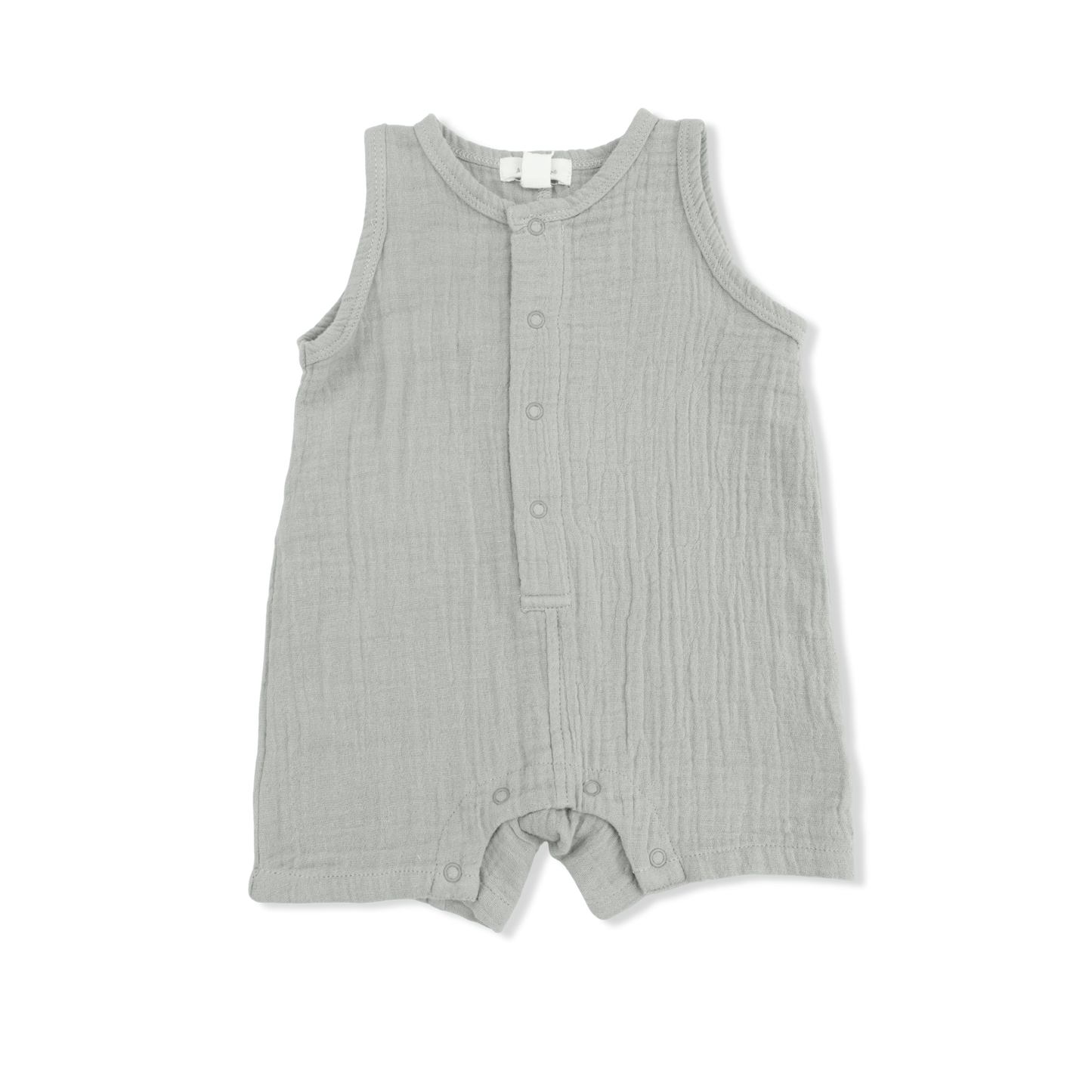 Solid Muslin Desert Green - Sleeveless Shortie Romper