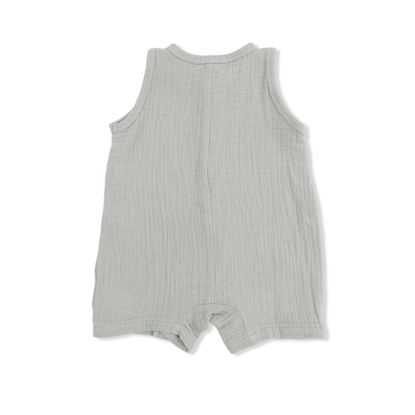Solid Muslin Desert Green - Sleeveless Shortie Romper