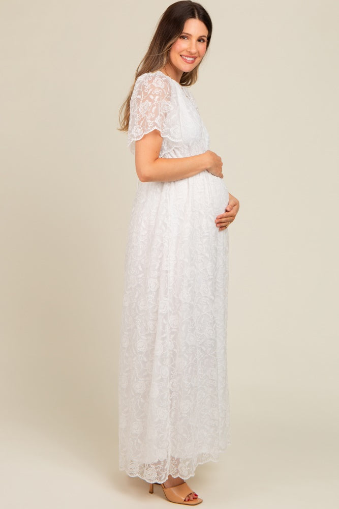 White Lace Sheer Lace Back Maternity Maxi Dress The Prissy Pelican White Lace Sheer Lace Back Maternity Maxi Dress The Prissy Pelican