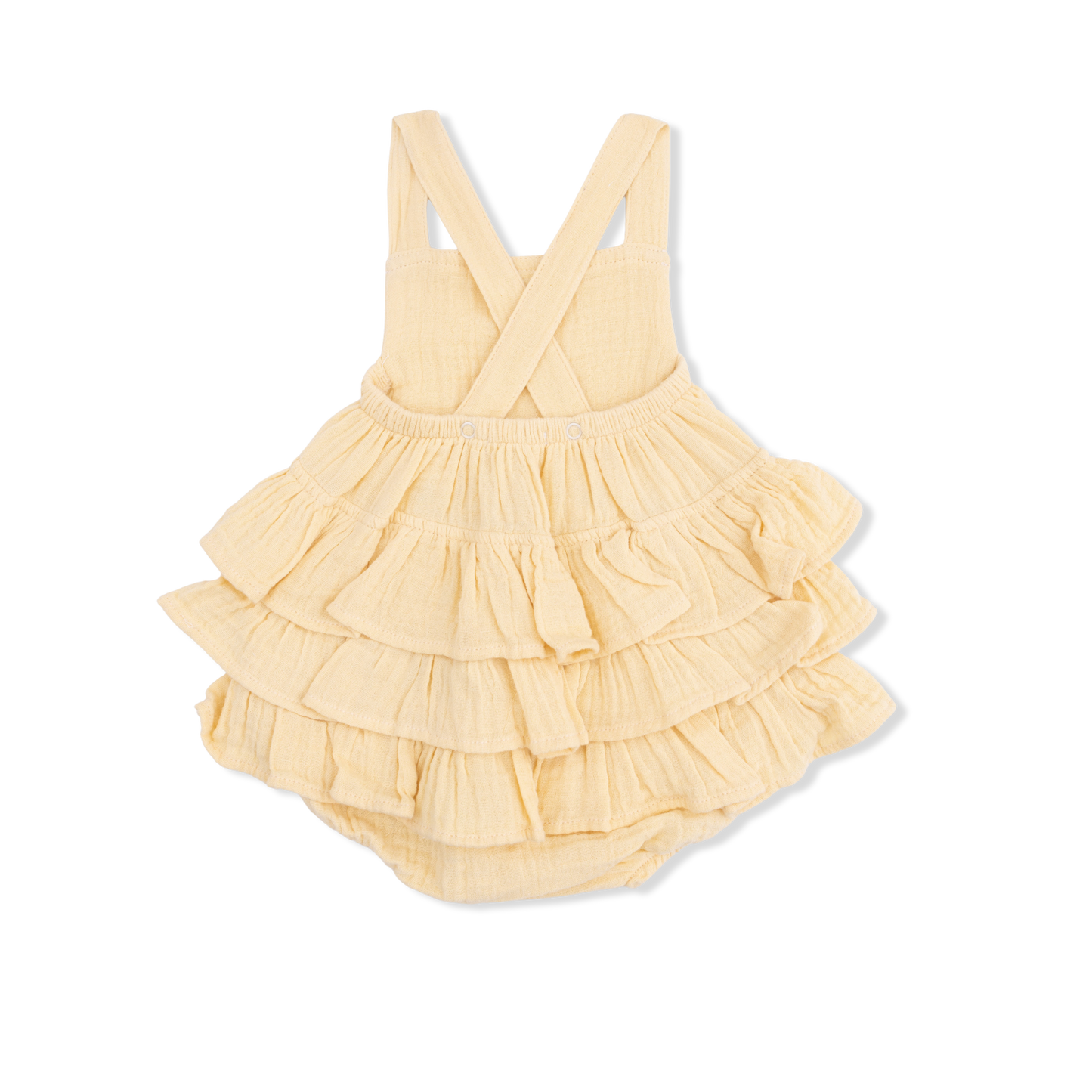 Solid Muslin Italian Straw - Ruffle Sunsuit