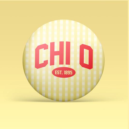 Chi Omega Gingham Button