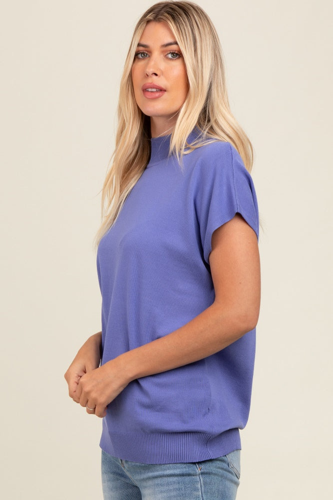 Periwinkle Mock Neck Knit Top