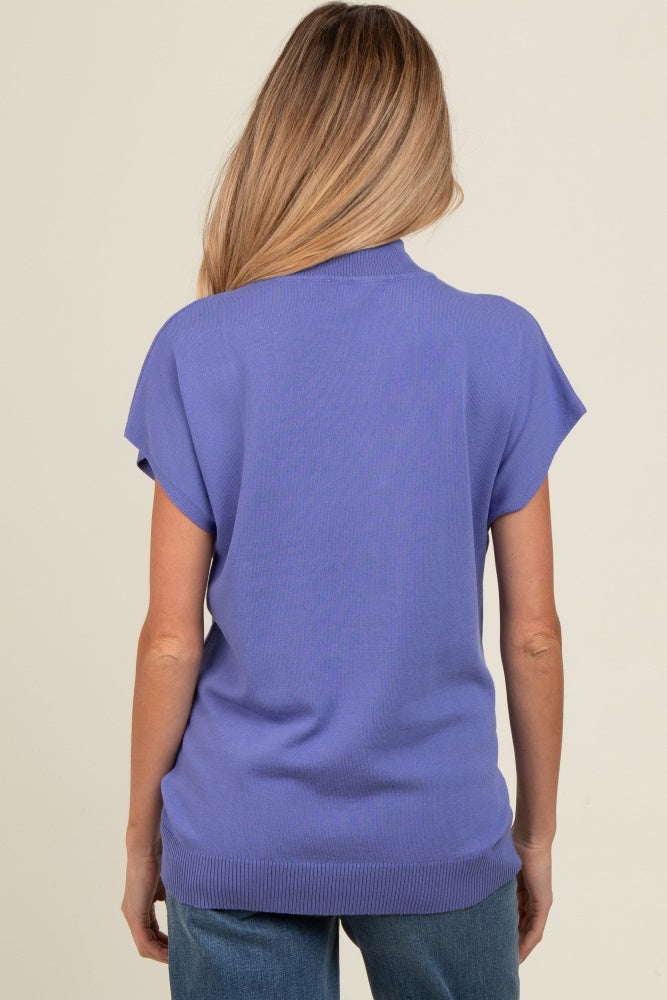 Periwinkle Mock Neck Knit Maternity Top